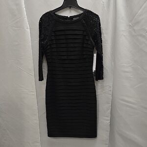 Adrianna Papell Black Long Sleeve Dress